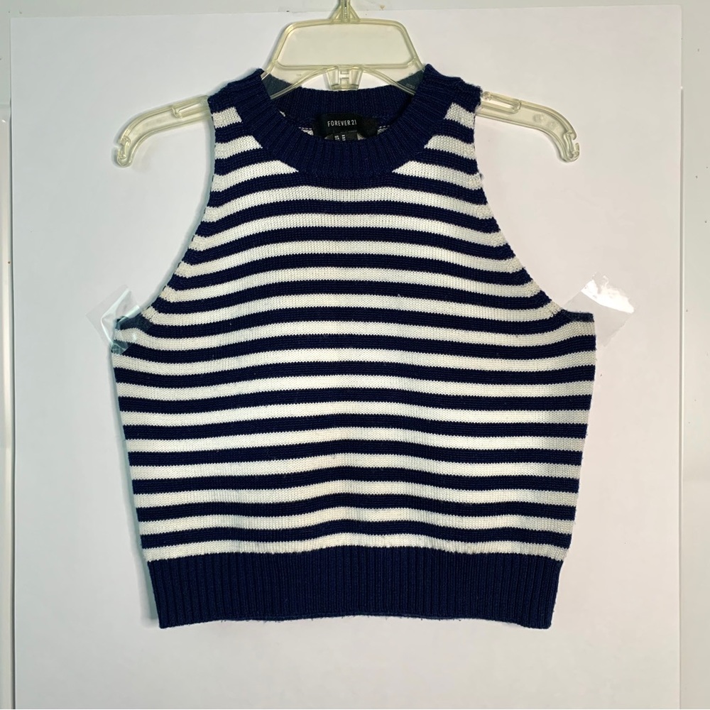 Forever 21 Striped Sweater Vest Women’s Fall Knit Crop Top